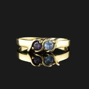 10K Gold Amethyst Blue Topaz Band Ring