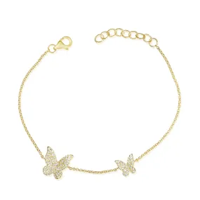 14k Gold & Diamond Butterfly Bracelet - 0.35ct