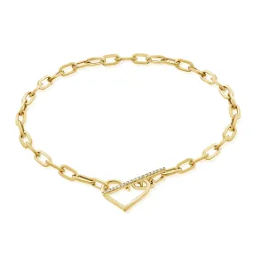 14K Gold & Diamond Heart Link Bracelet-0.05 ct.