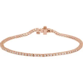 14K Rose 1 CTW Diamond Line 7.25" Bracelet