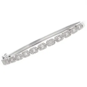 14k White Gold Baguette Diamond Bangle