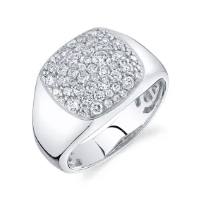 14K White Gold Pave Diamond Signet Ring