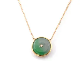 18k Rose Gold Jadeite jade Diamond KouKou Pendant Necklace