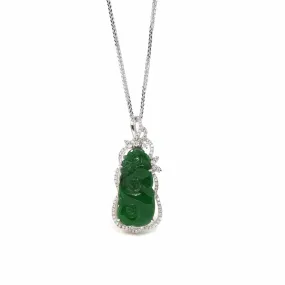 18K White Gold High-End Imperial Jadeite Jade"As you wish: RuYi" Necklace with Diamonds