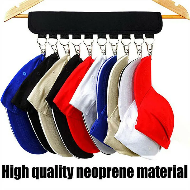 2X 10 Clips Hat Rack Neoprene Hanger Cap Organizer