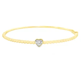 .32ct 14k Yellow Gold Heart Diamond Bangle