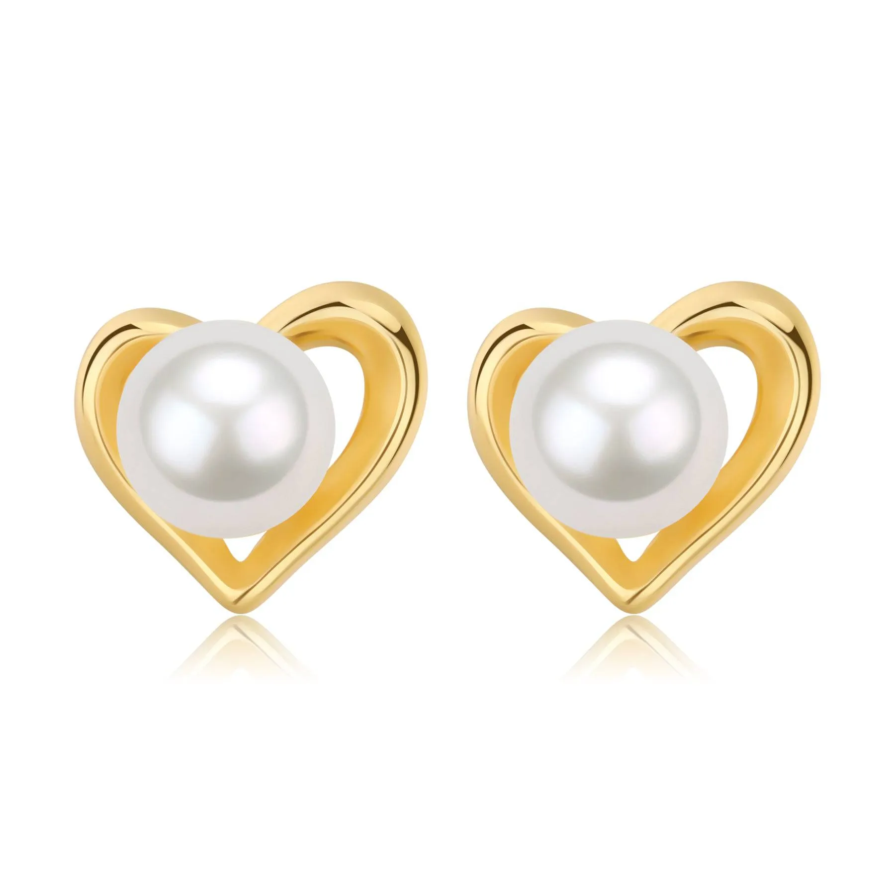 6-7mm Freshwater Pearl Heart Ear Stud Earrings