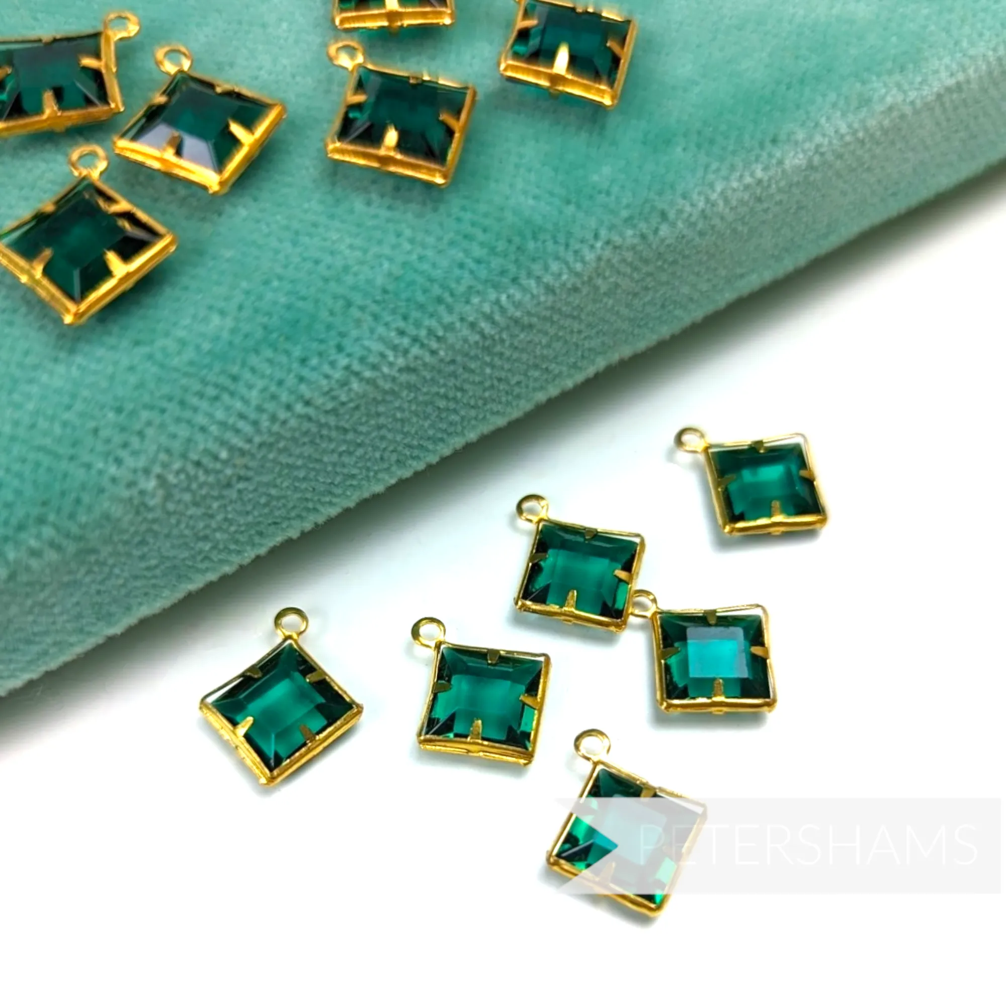 8mm Square Bevelled Encased Gems with Metal Loop