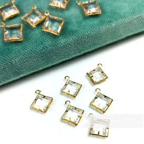 8mm Square Bevelled Encased Gems with Metal Loop