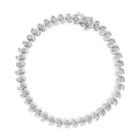 .925 Sterling Silver 1.0 Cttw Round Miracle-Set Diamond 7" Tennis Bracelet (I-J Color, I3 Clarity)