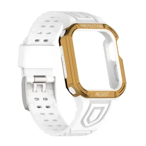 Apple Watch (45mm) color contrast watch strap    protective case - White / Gold