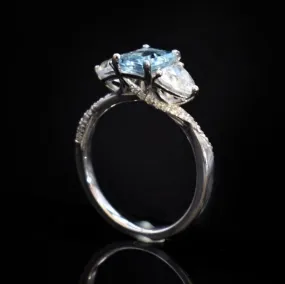 Aquamarine & Diamond Three Stone Engagement Ring