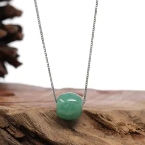 Baikalla™ "Good Luck Button" Necklace Forest Green Jade Lucky KouKou Pendant Necklace