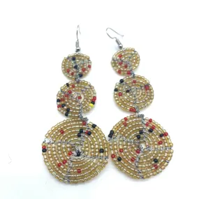 Beaded Earrings 3 Circles - Champagne Variation