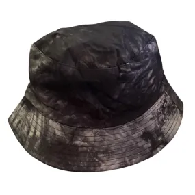 Black Gray Cotton Tie Dye Reversible Bucket Hat OS