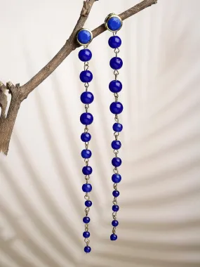 Blue Beads Long Dangler Earrings