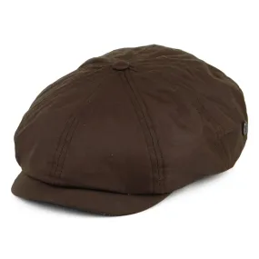 British Millerain Waxed Cotton Newsboy Cap - Brown