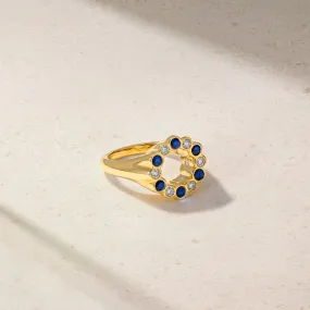 Bubbly Continuity Sapphire and Diamond Signet Ring