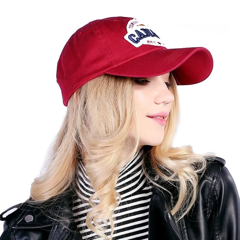 Canada Letter Cotton Embroidery Snapback Baseball Cap