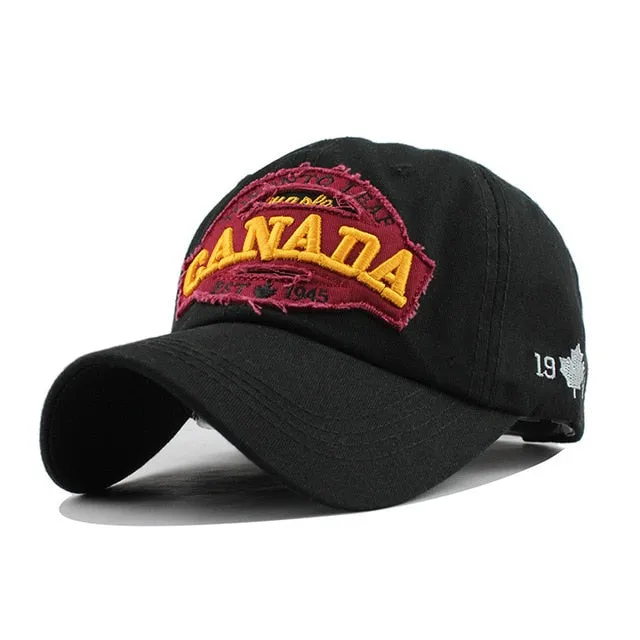 Canada Letter Cotton Embroidery Snapback Baseball Cap