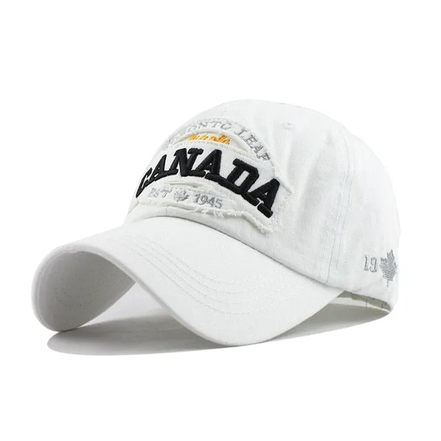 Canada Letter Cotton Embroidery Snapback Baseball Cap