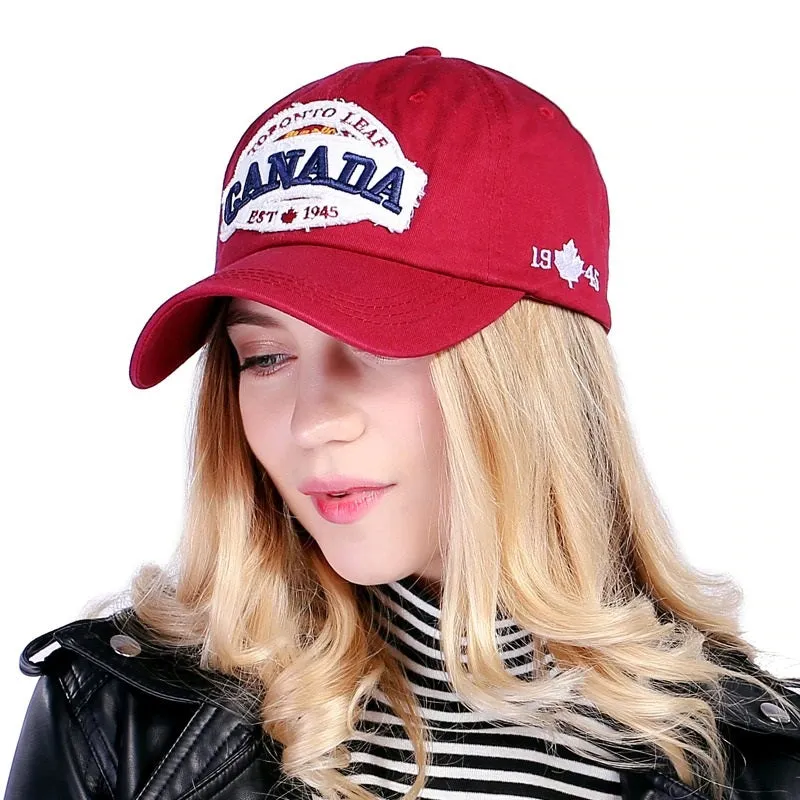 Canada Letter Cotton Embroidery Snapback Baseball Cap