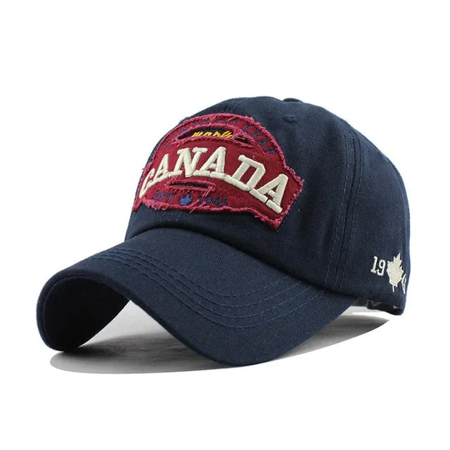 Canada Letter Cotton Embroidery Snapback Baseball Cap