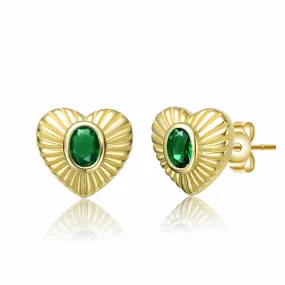 Coeur Sunray Green Heart Stud Earrings