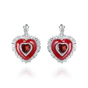 Colourful Natural Gemstone Love Design Silver Studs Earrings for Women