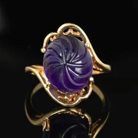 DEPOSIT Fancy Cut Carved Amethyst Cabochon Ring in Gold