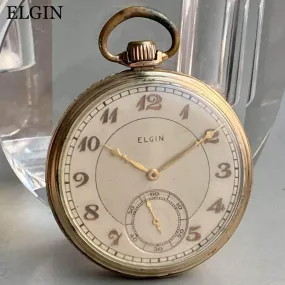 Elgin Pocket Watch Antique Manual Open Face 44mm Vintage