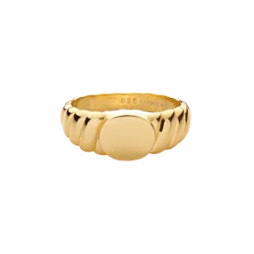 Engravable Croissant Signet Ring