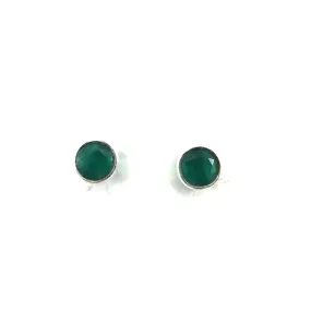 Faceted Emerald Studs - 6mm