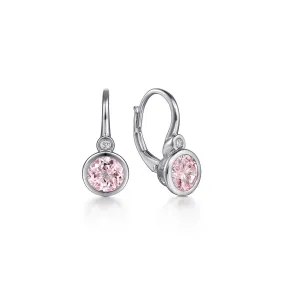 Gabriel Sterling Silver 3.0ctw Drop Bezel Style Round Zircon and Diamond Earrings