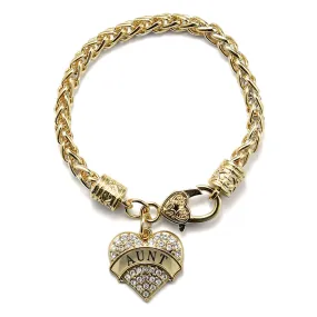 Gold Aunt Pave Heart Charm Braided Bracelet