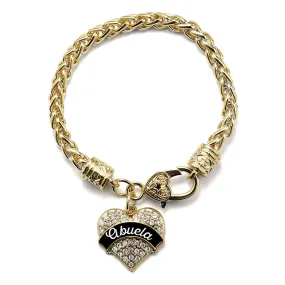 Gold Black and White Abuela Pave Heart Charm Braided Bracelet