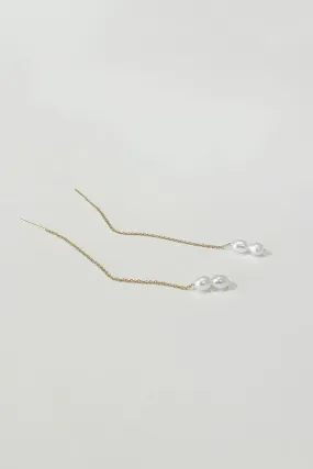 Gold-Filled Chain Threader Earrings with Freshwater Rice Pearls