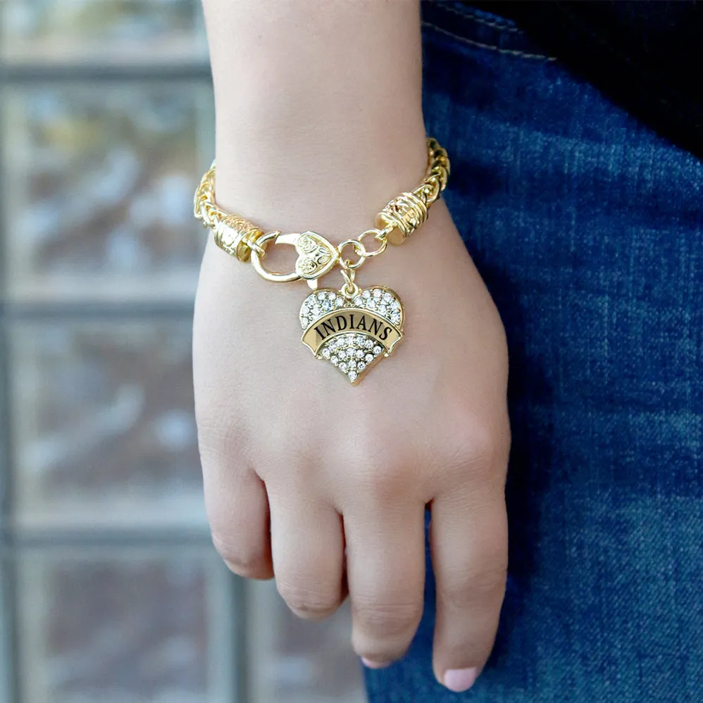 Gold Indians Pave Heart Charm Braided Bracelet