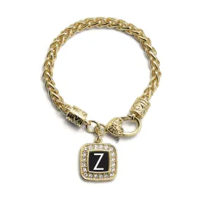 Gold My Initials - Letter Z Square Charm Braided Bracelet