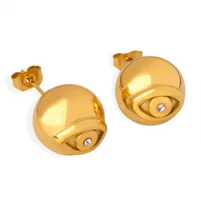 Gold-plated Devil's Eye Zircon Earrings - Retro Titanium Jewelry Set for Women