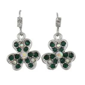 Green Crystal Shamrock Clover Dangling Earring - REC510