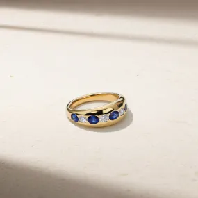 Gypsy Petite Oval Sapphire and Diamond Ring