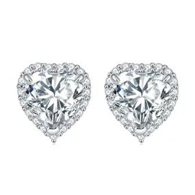 Halo Heart Zircon Stud Earrings