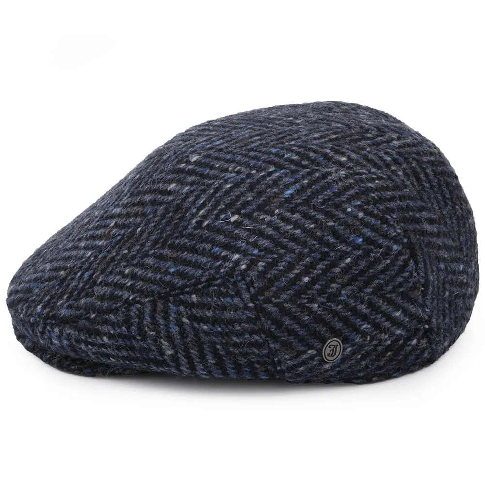 Heavyweight Donegal Tweed Herringbone Dunmore Flat Cap - Navy-Black