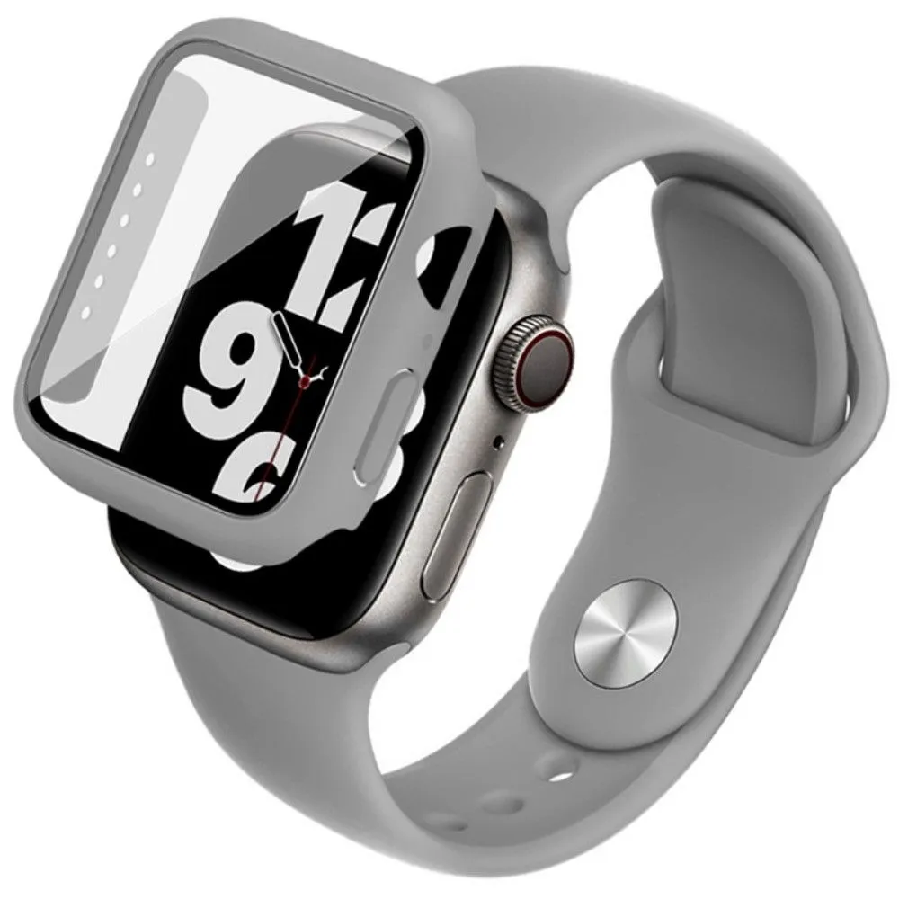 IMAK Apple Watch (44mm) silicone cover with watch strap   tempered glass - Grey