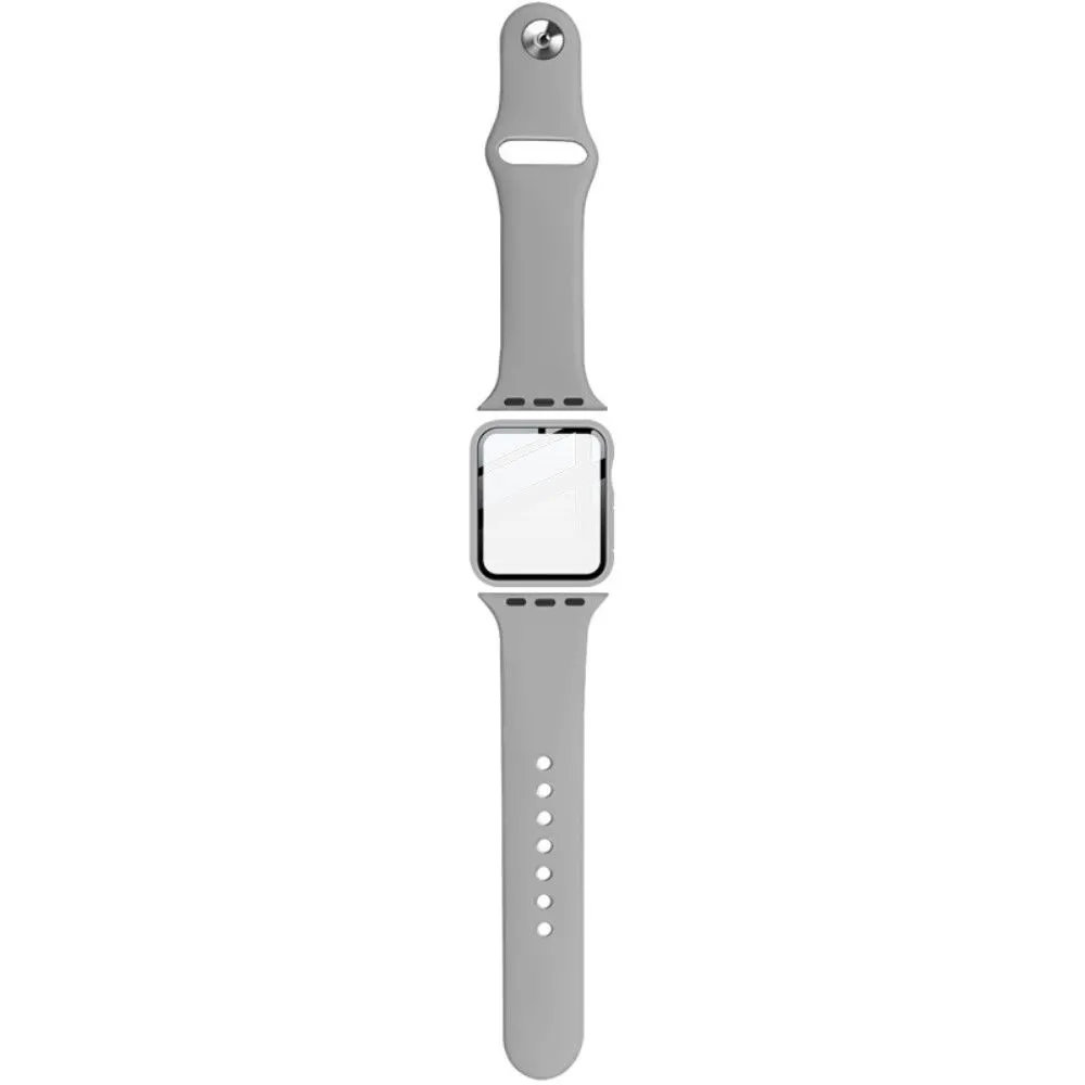 IMAK Apple Watch (44mm) silicone cover with watch strap   tempered glass - Grey