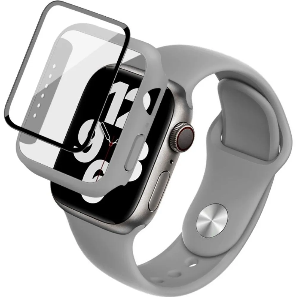 IMAK Apple Watch (44mm) silicone cover with watch strap   tempered glass - Grey