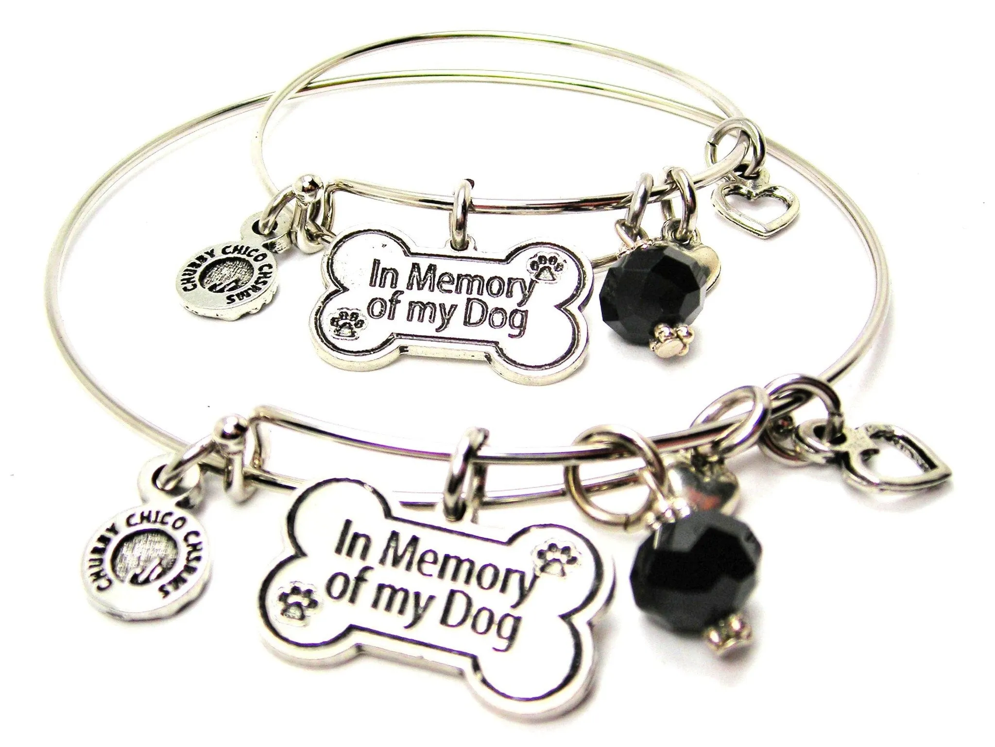 In Memory Of My Dog Adult And Child Matching Expandable Bangle Bracelets