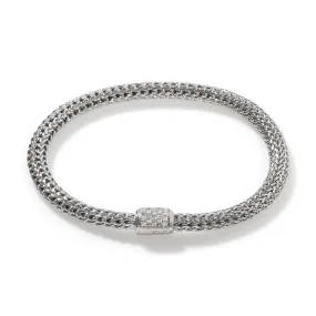 John Hardy Classic Chain Silver Diamond Pave' X-Small Bracelet, Size Uni-M