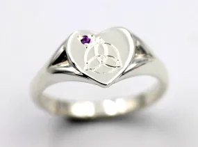 Kaedesigns,Genuine Sterling Silver Full Solid Celtic Signet Ring Amethyst Stone